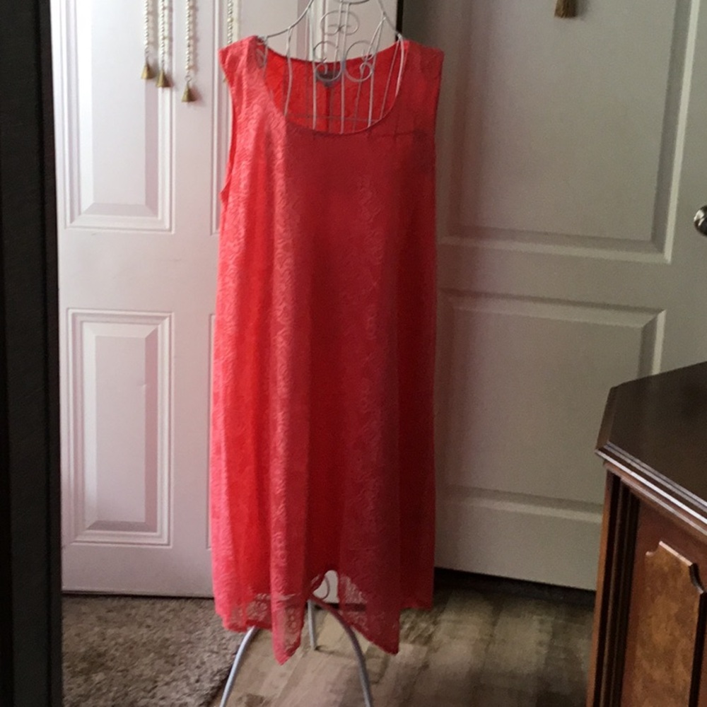 Avenue Pink Sleeveless Scoop Neck Midi Sundress